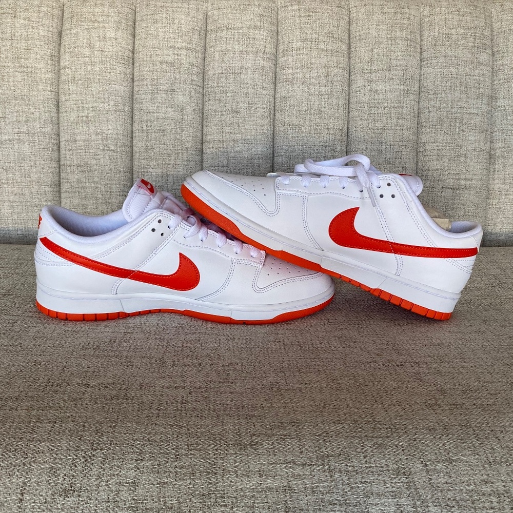 White and orange Nike dunk low retro size 11, new, unused